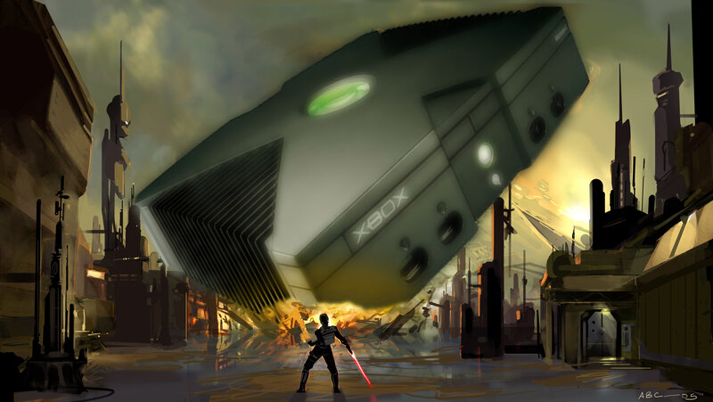 Xbox giant in futuristic city