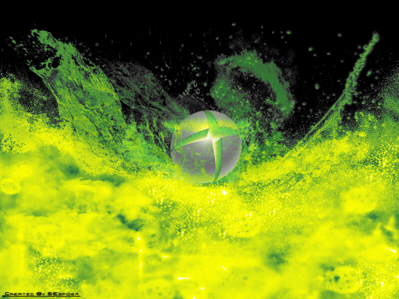 Xbox logo with green explosion