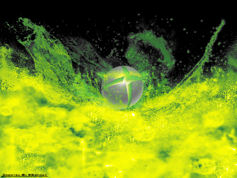 Xbox logo with green explosion