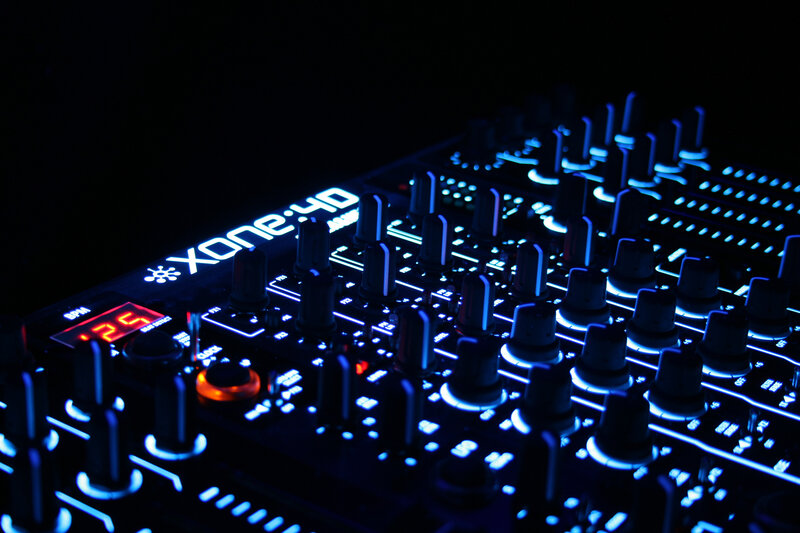 Xone:40 DJ mixer in dark
