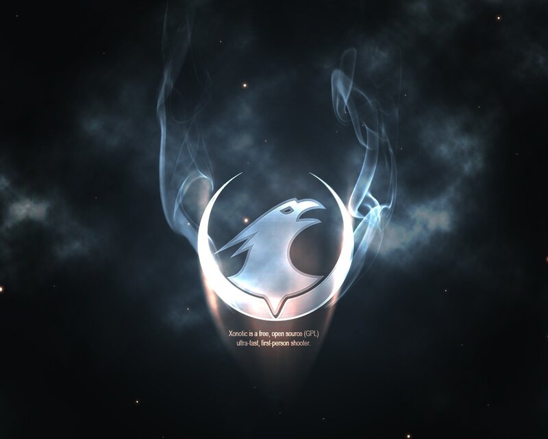 Xonotic game logo with smoke