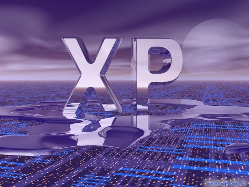 XP logo on digital landscape