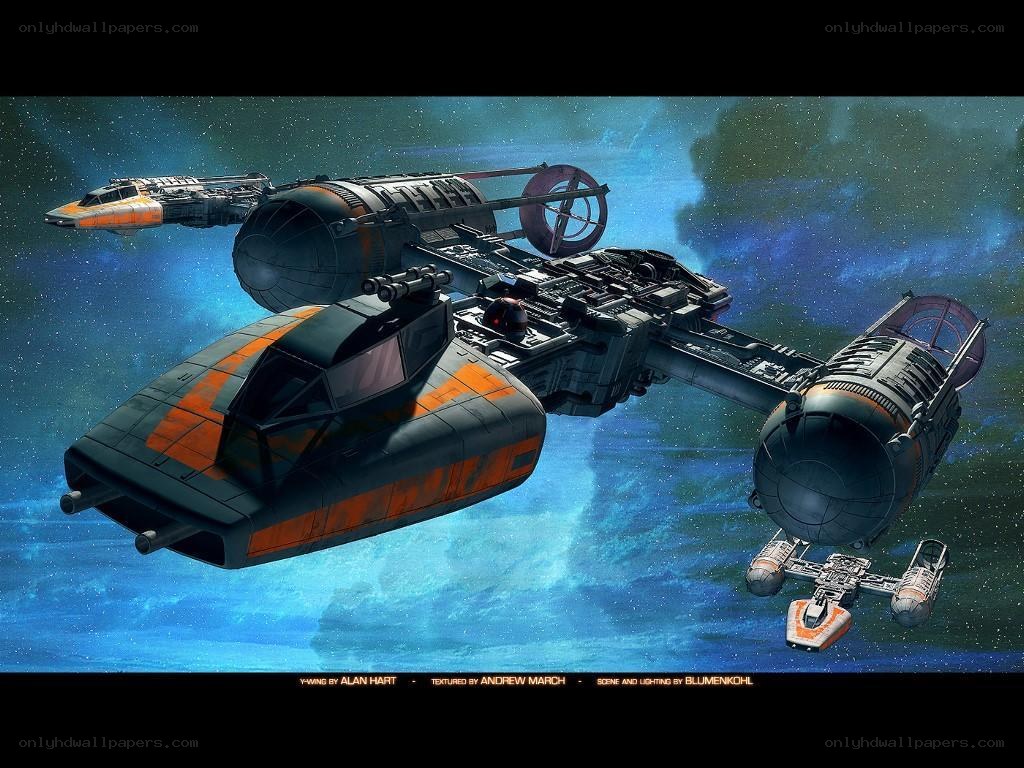 Y-wing starfighters in space