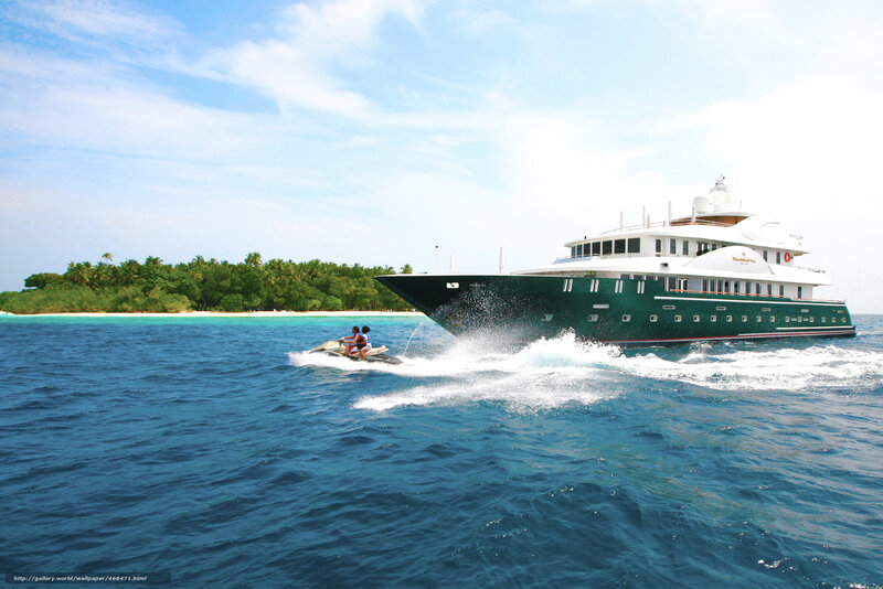 Yacht near tropical island
