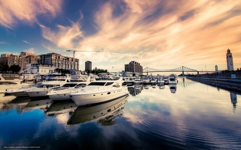 Yachts at sunset in Montreal