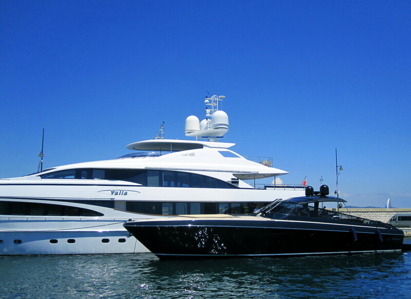 Yachts in Harbor — Blue, Serene