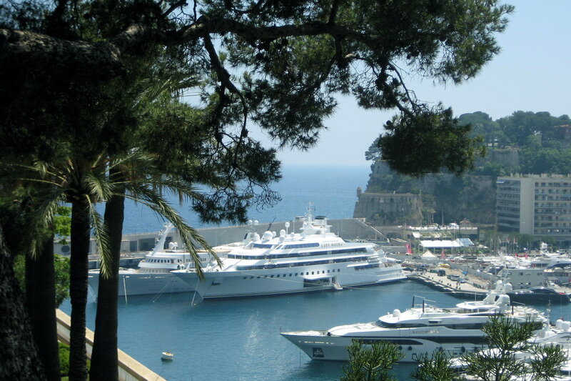 Yachts in Harbor — Blue