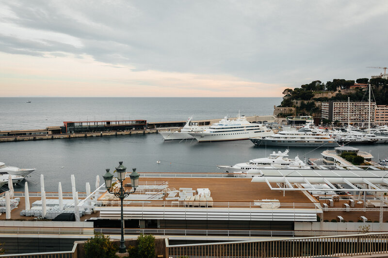 Yachts in Harbor — Gray