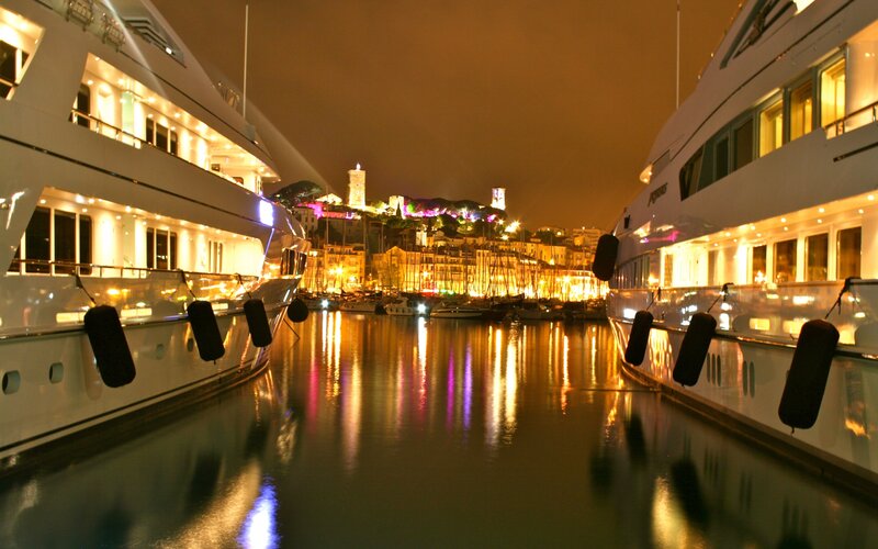 Yachts in Harbor — White