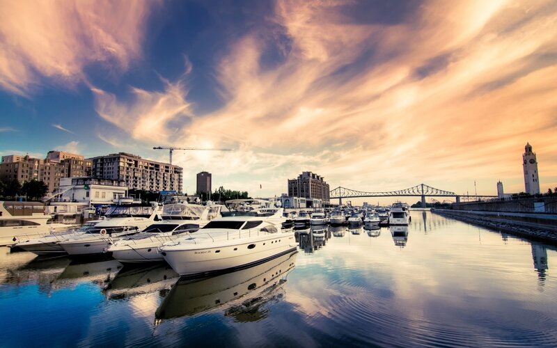 Yachts in Marina — Blue, Dramatic