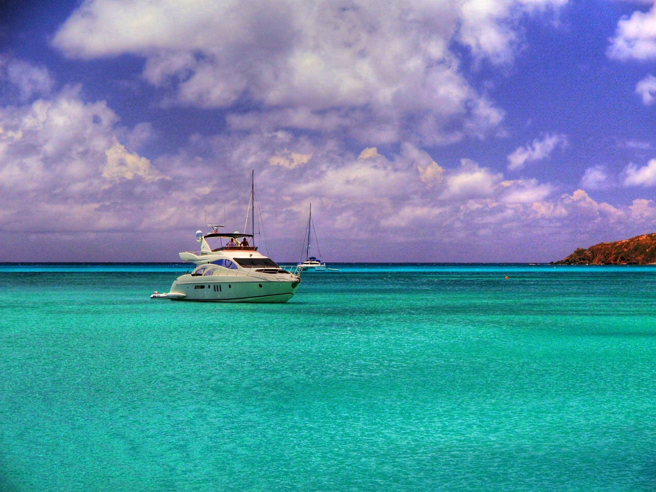 Yachts in turquoise waters