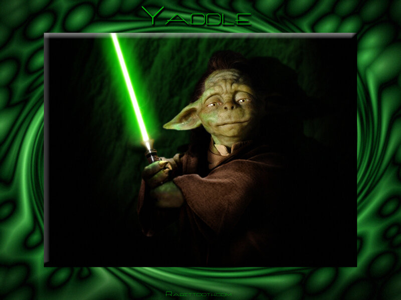 Yaddle with green lightsaber