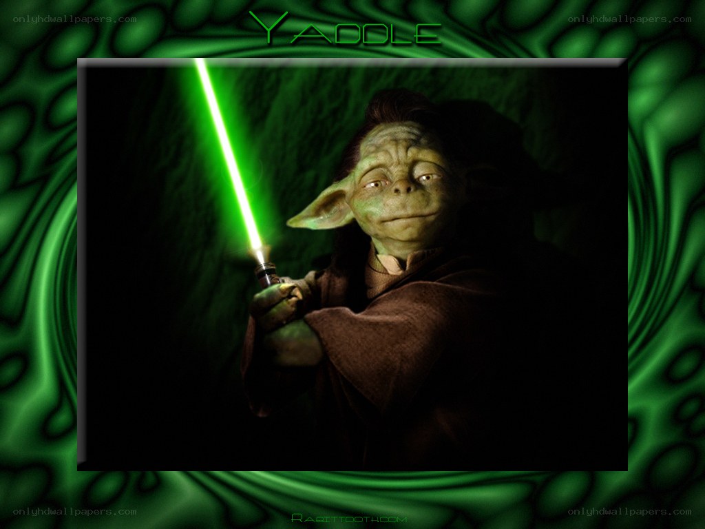 Yaddle with green lightsaber