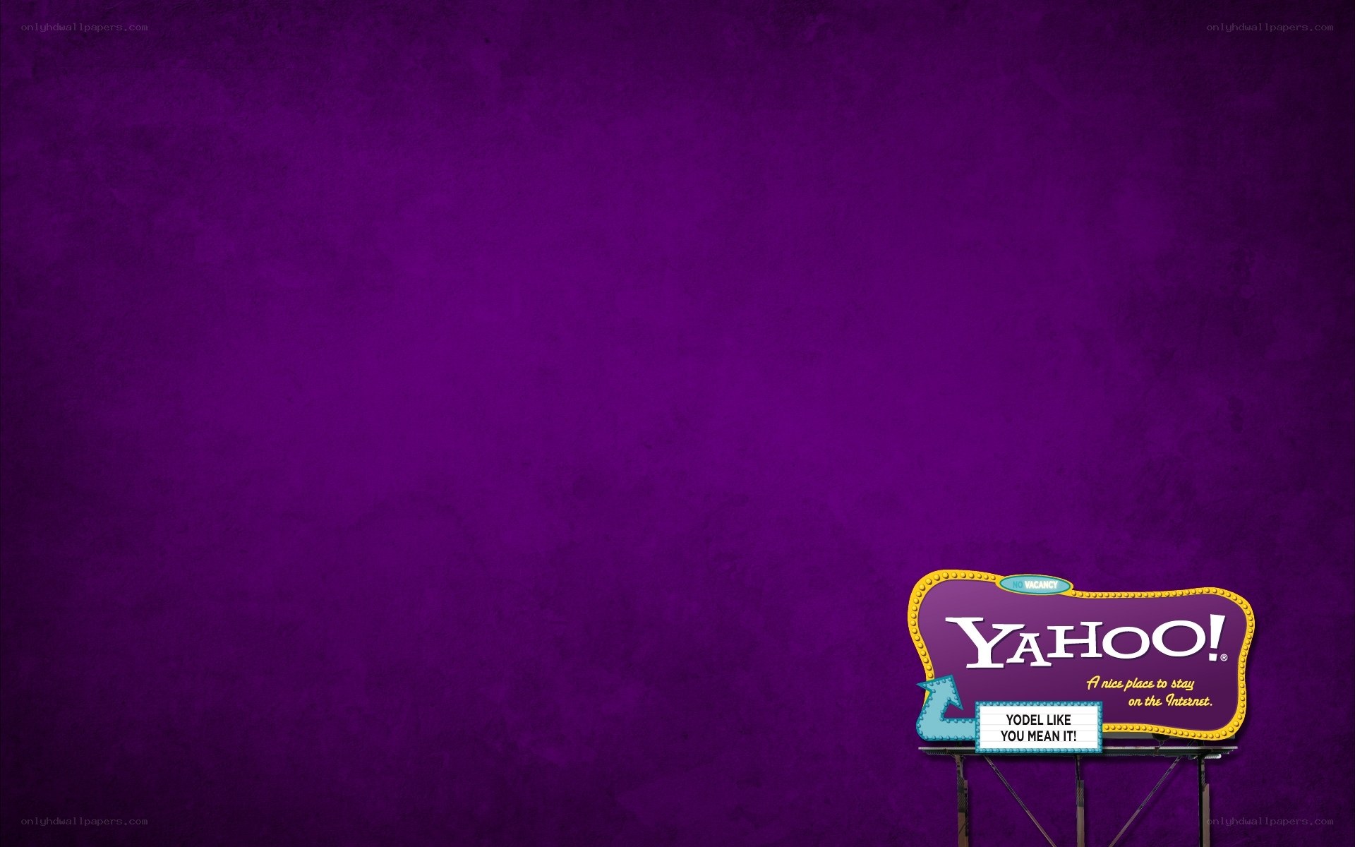 Yahoo billboard on purple background