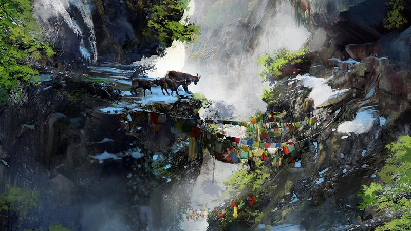Yak Herd in Canyon