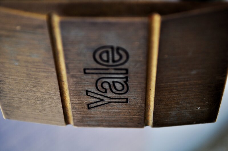 Yale logo on wooden surface