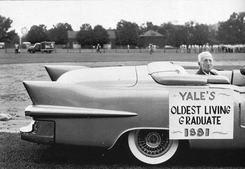 Yale's oldest graduate in a car