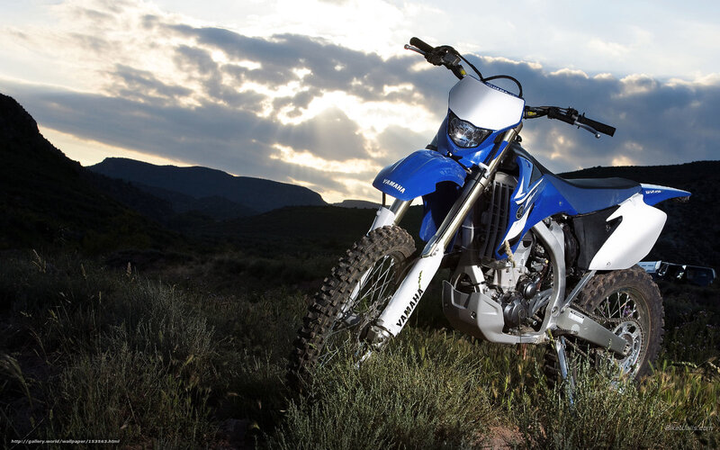 Yamaha dirt bike in mountain landscape
