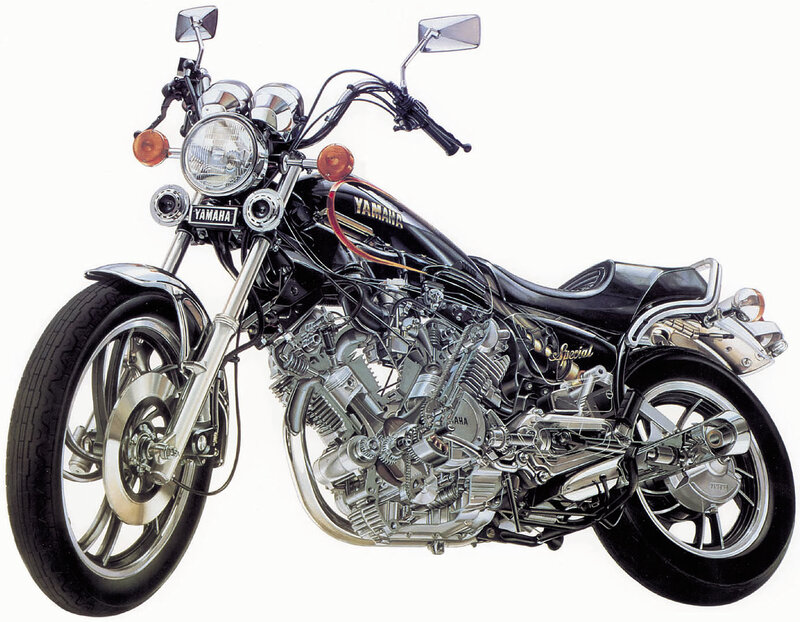 Yamaha motorcycle cutaway illustration