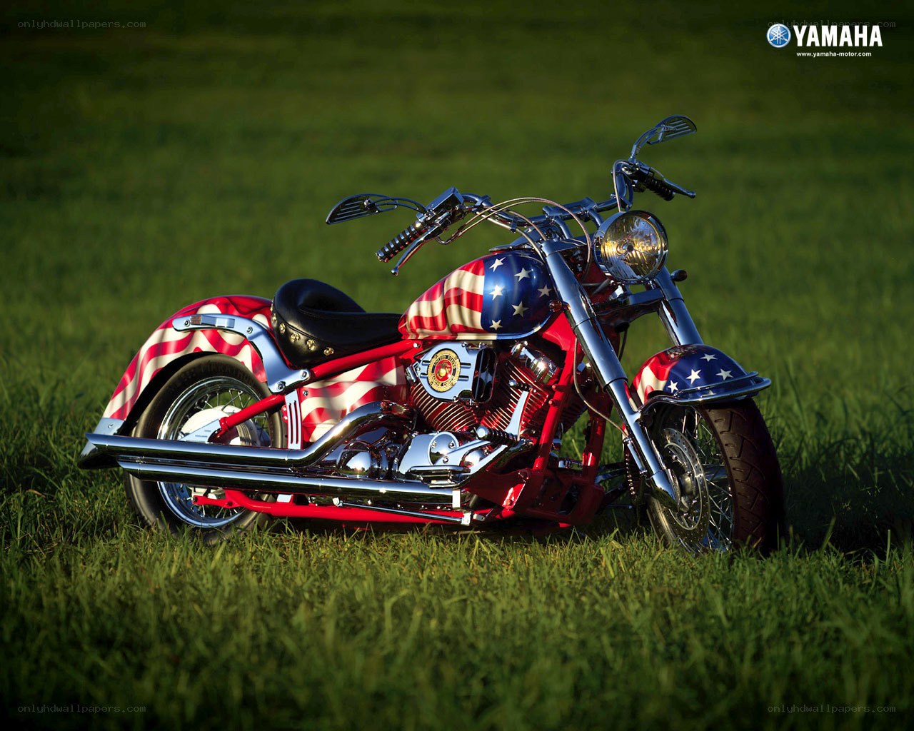 Yamaha motorcycle with American flag