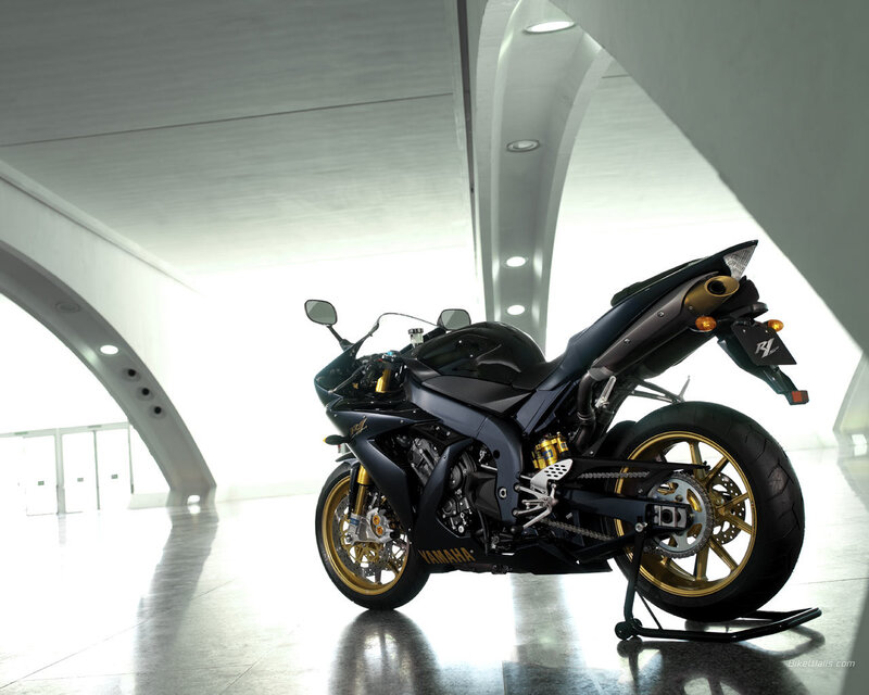 Yamaha R1 motorcycle in showroom