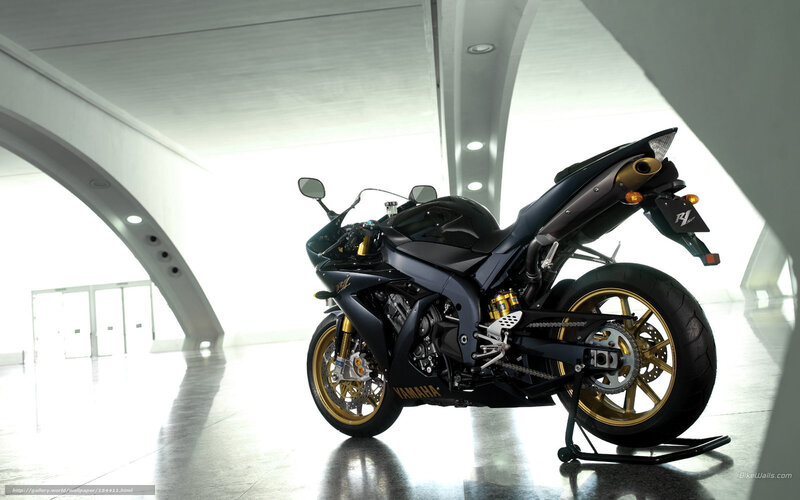 Yamaha R1 motorcycle in showroom