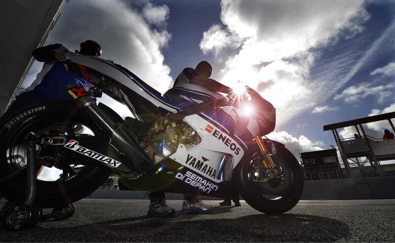 Yamaha Racing Motorcycle — Blue, Dramatic