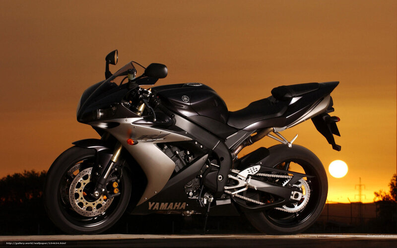 Yamaha sport motorcycle at sunset