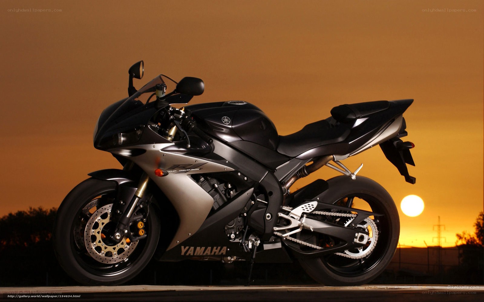 Yamaha sport motorcycle at sunset