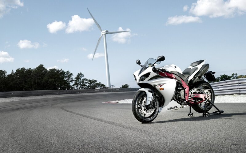 Yamaha sportbike on racetrack