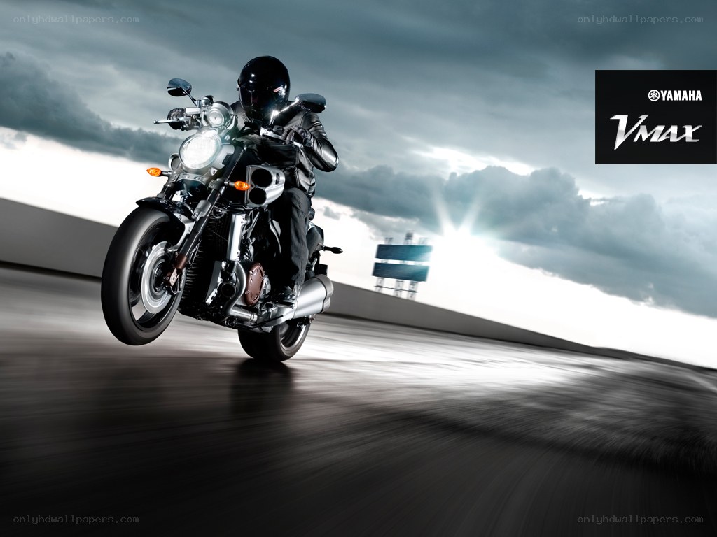 Yamaha V-Max motorcycle in motion