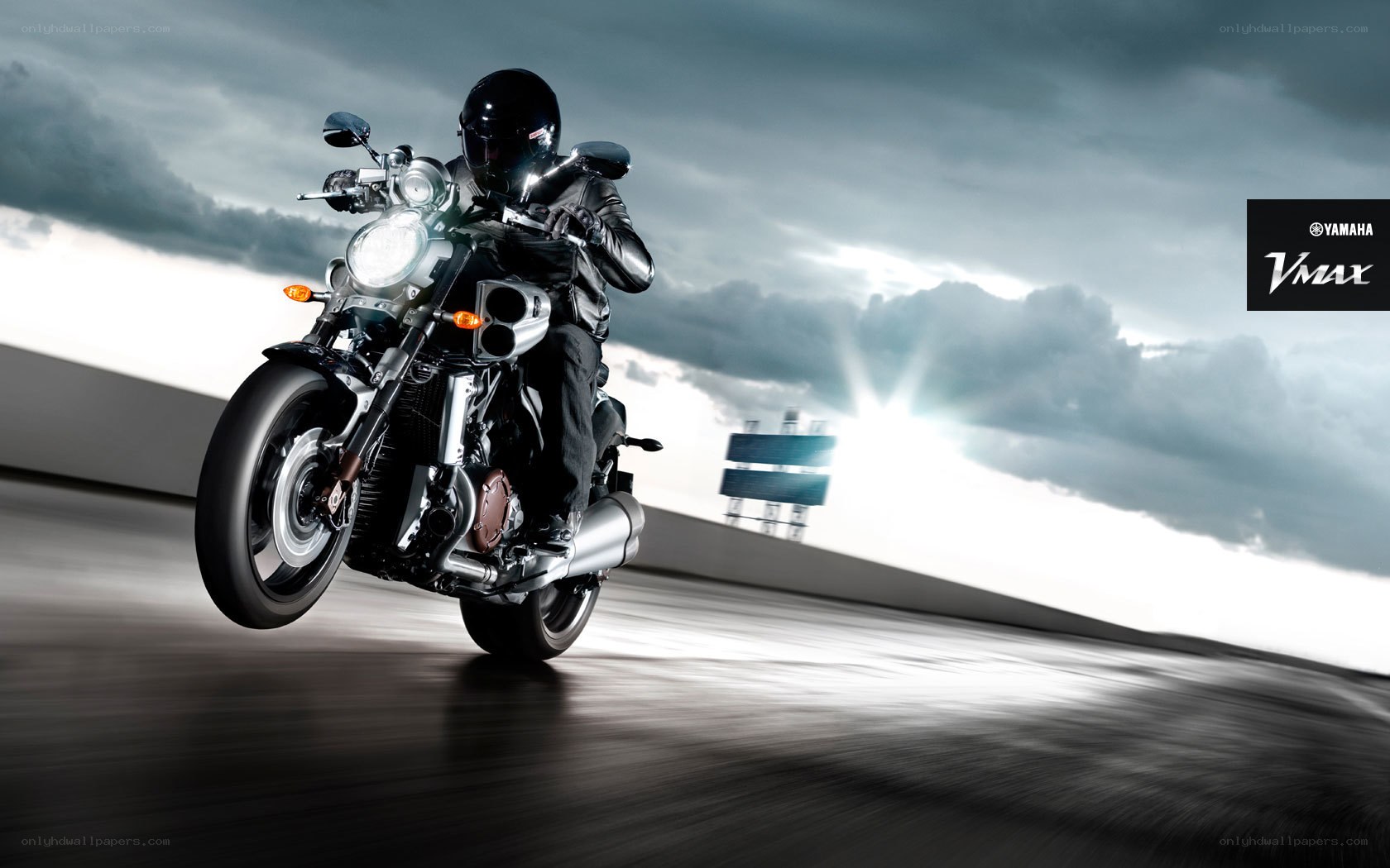 Yamaha V-Max motorcycle in motion