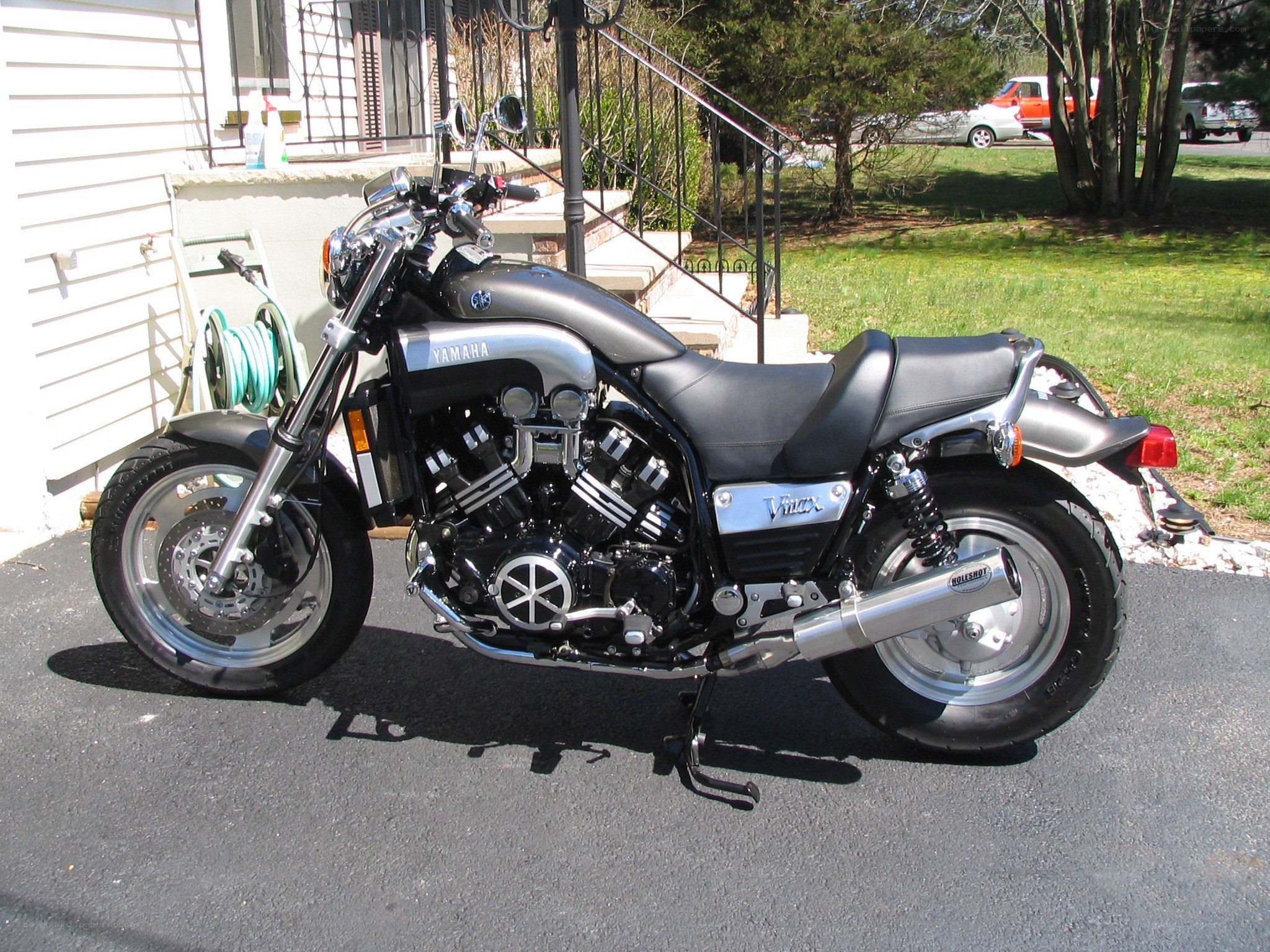 Yamaha V-Max motorcycle parked
