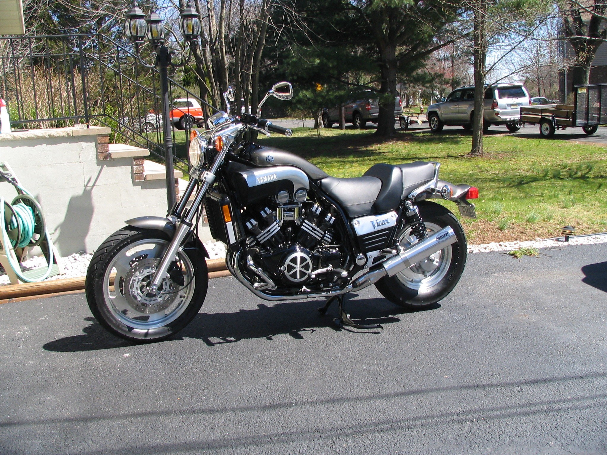 Yamaha V-Max motorcycle parked