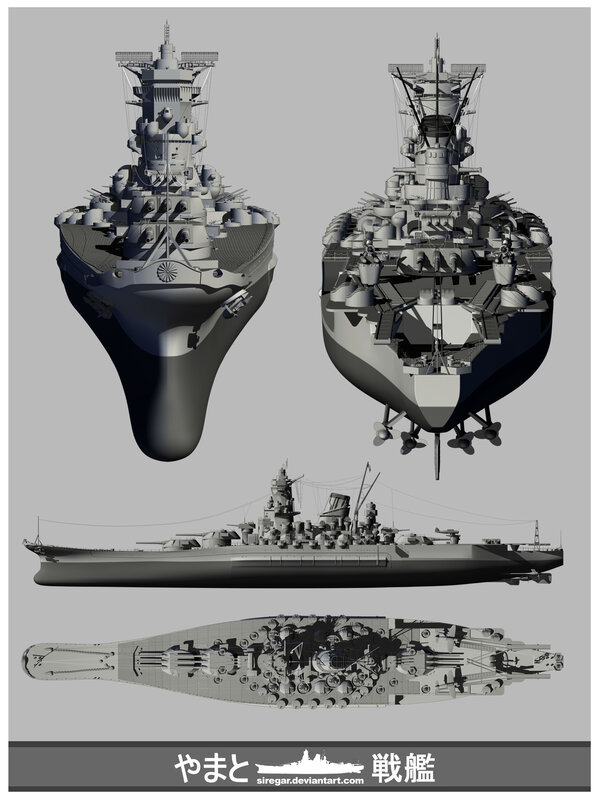 Yamato battleship technical views
