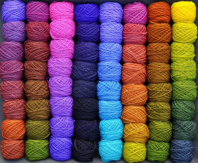 Yarn Skeins Arranged in Rows