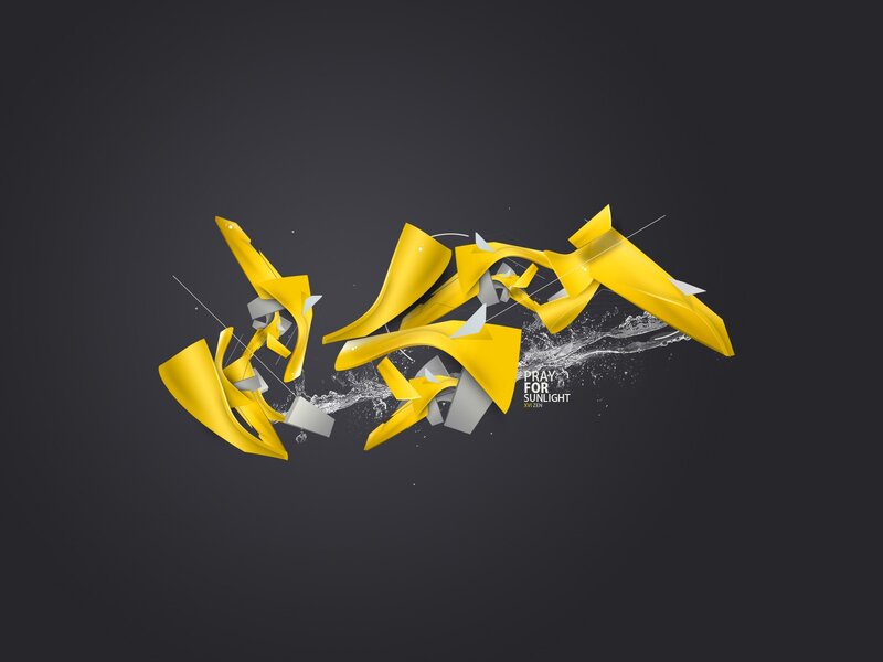 Yellow Abstract Shapes — Dramatic, Digital Art