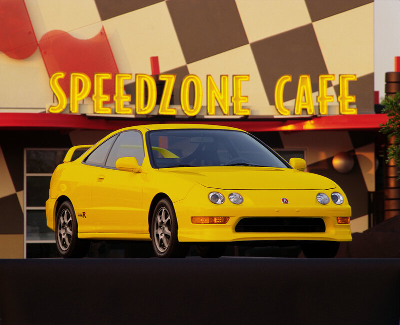 Yellow Acura Integra at Speedzone Cafe