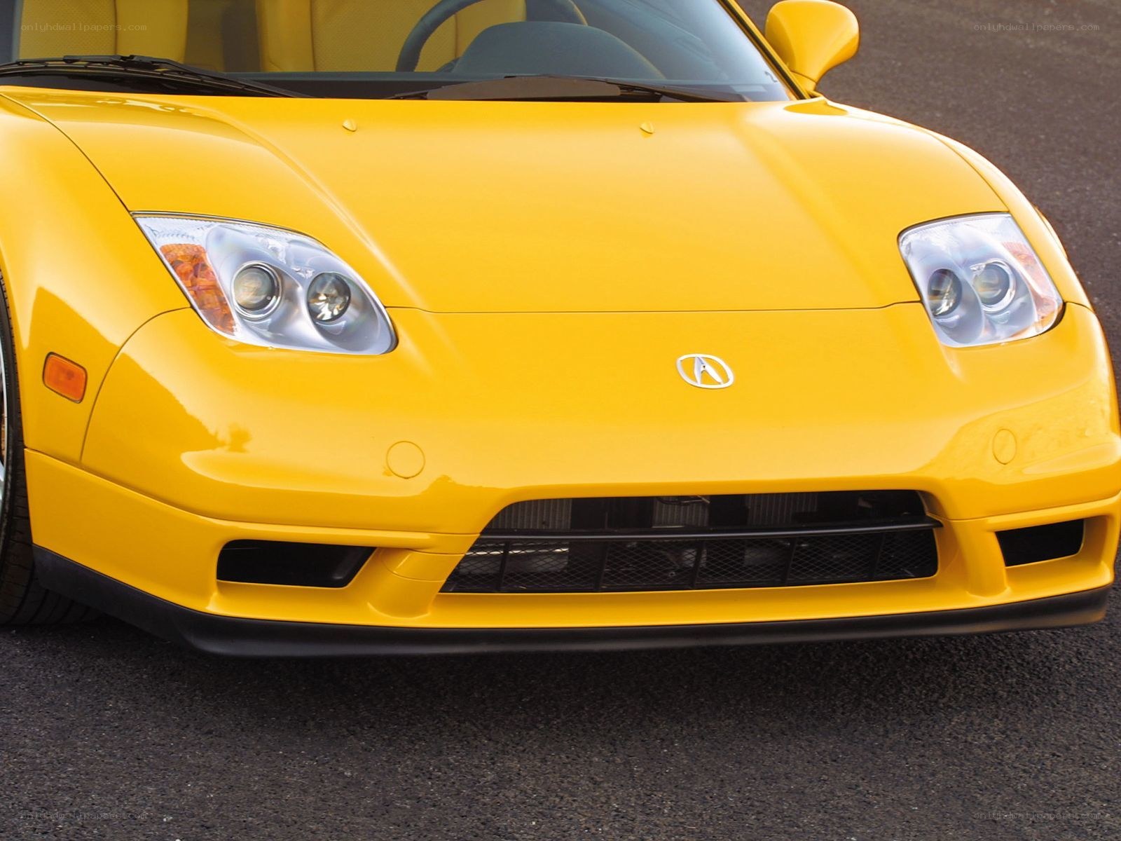Yellow Acura NSX front view