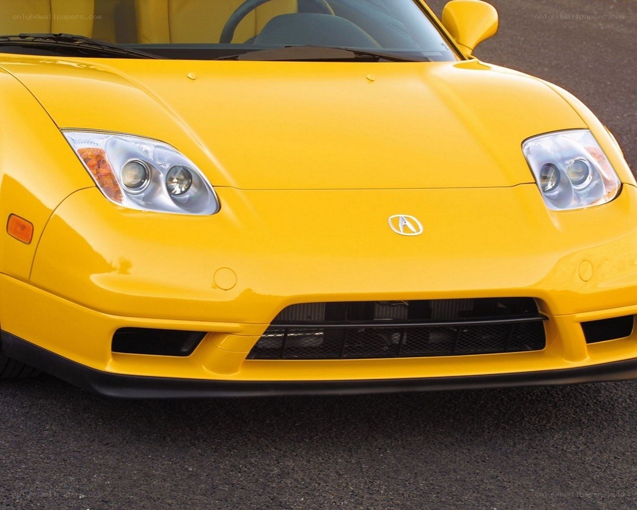 Yellow Acura NSX front view