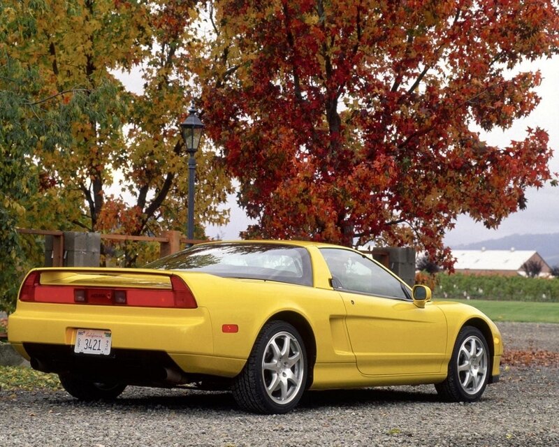 Yellow Acura NSX in autumn