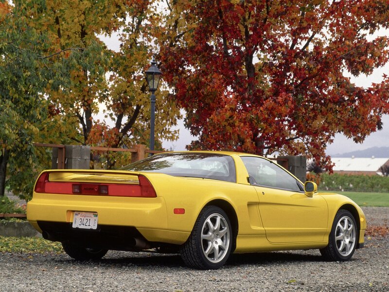 Yellow Acura NSX in autumn
