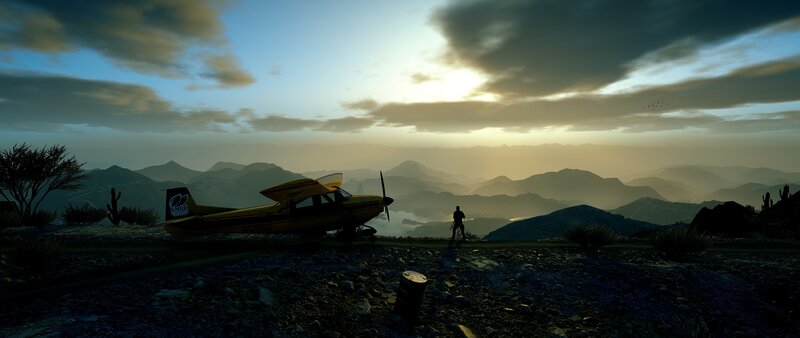 Yellow Airplane on Hill