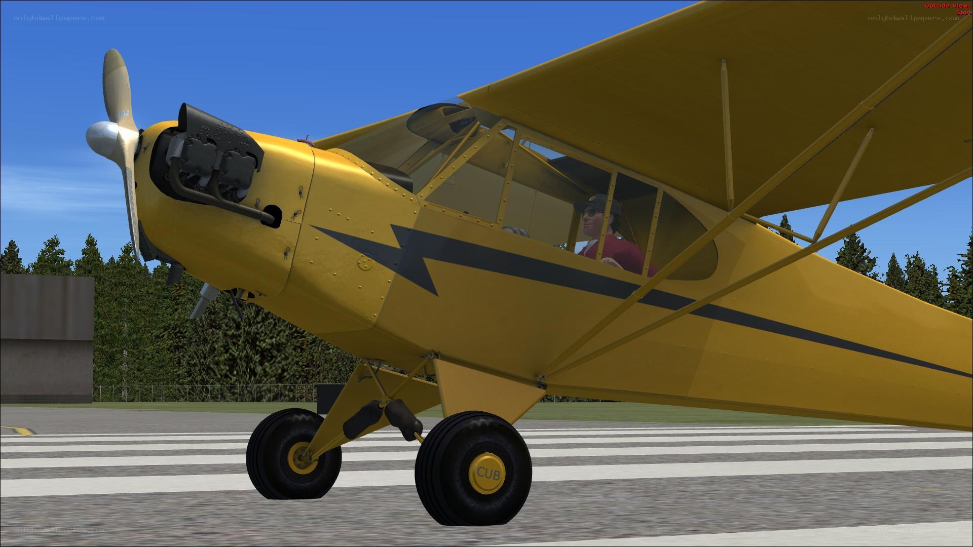 Yellow airplane on runway
