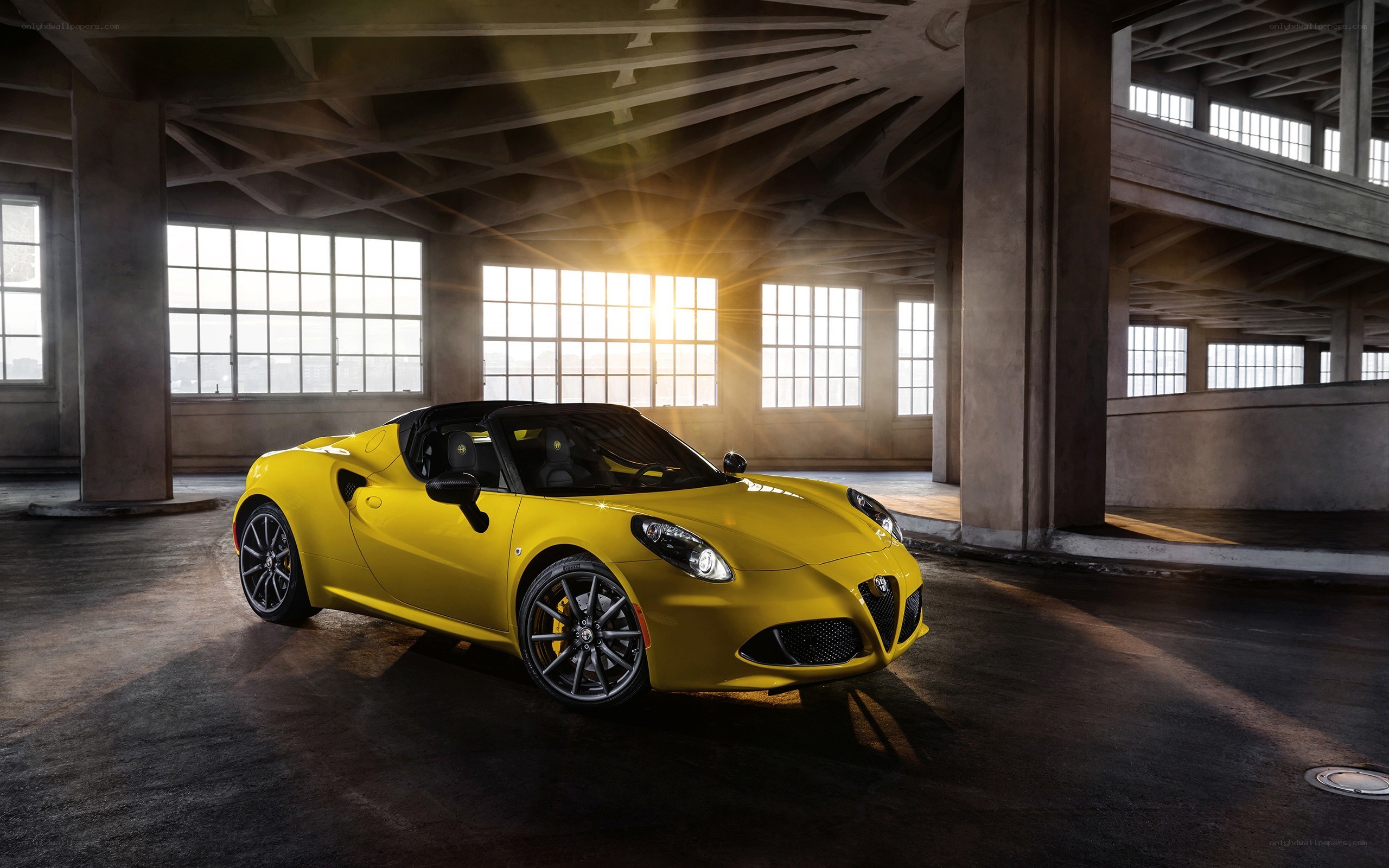 Yellow Alfa Romeo sports car