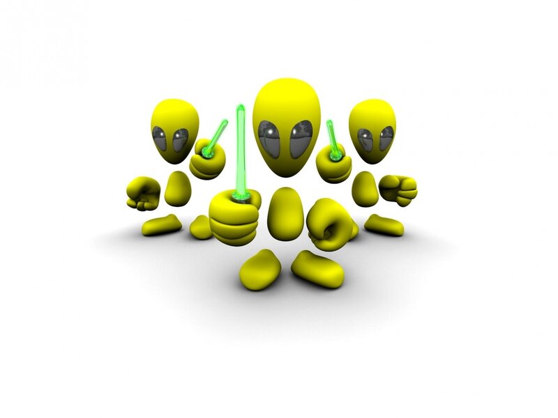 Yellow Alien Figures