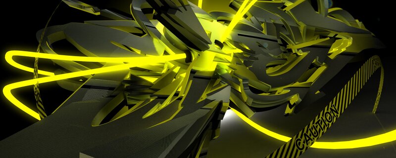 Yellow and Black Abstract Shapes