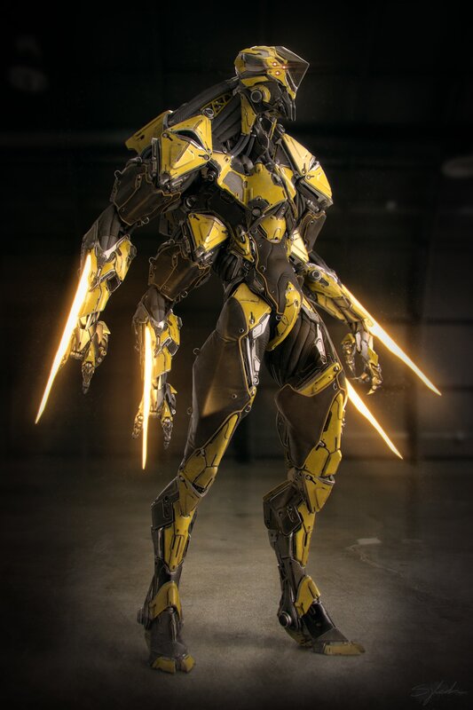 Yellow and Black Armored Figure