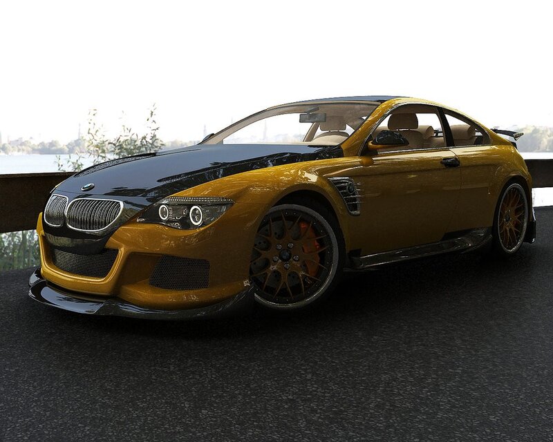 yellow and black BMW coupe