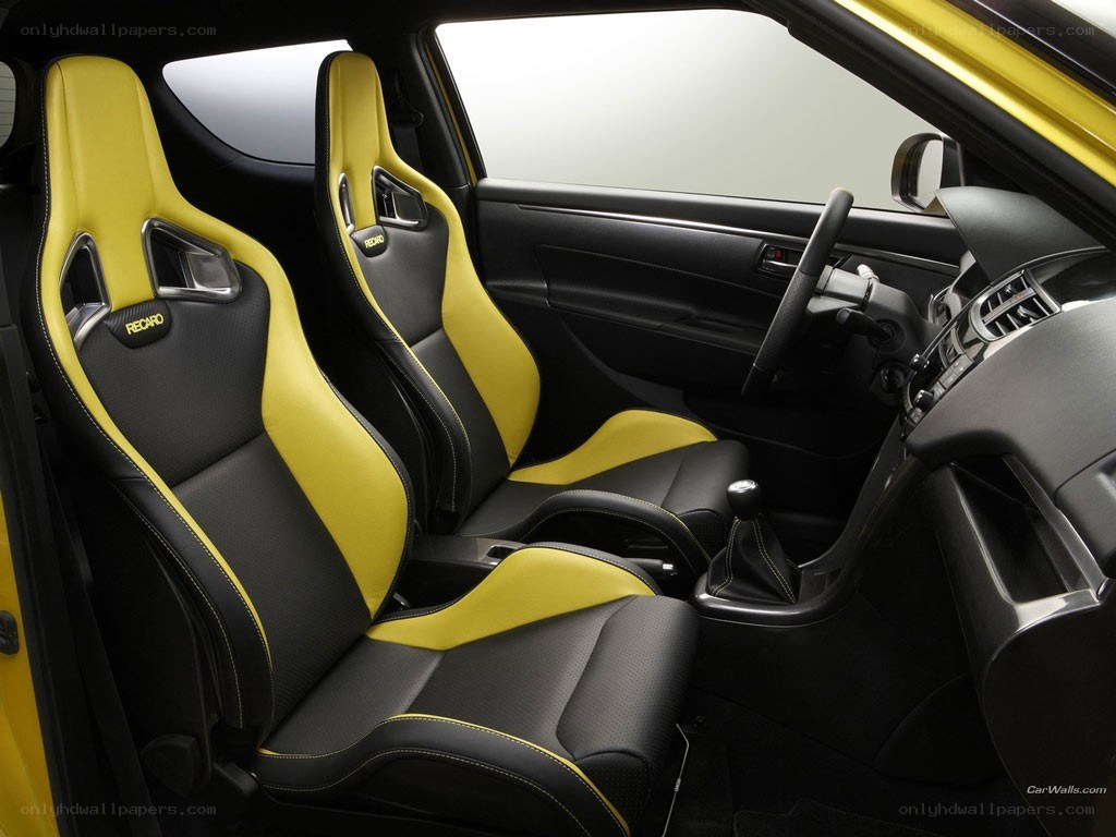 Yellow and black car interior